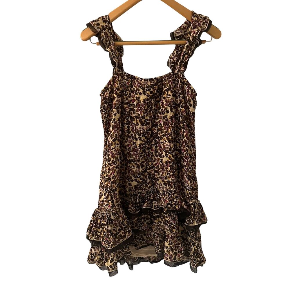 DKNY Jeans Purple Floral Sleeveless Ruffled Baby Doll Cotton Mini Dress Size M - Picture 4 of 6